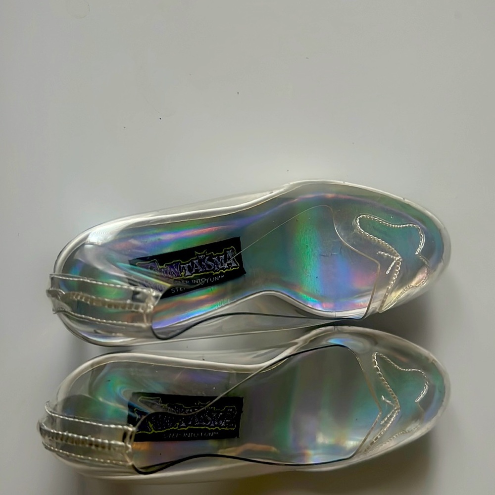 Clear Butterfly Print Kitten Heels